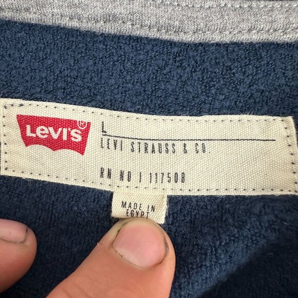 Levi's Men's Large Hooded Sweatshirt Dress Blues/Steel Grey - Picture 3 of 5